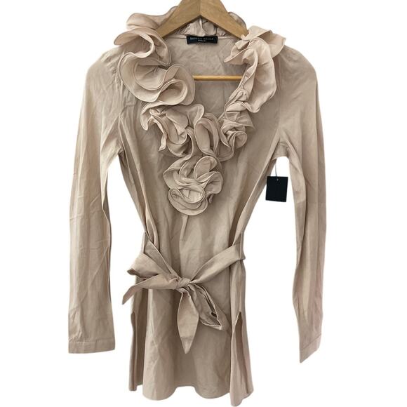 Donna Bella Italy Silk Romantic Ruffled Neckline Dusty Rose Size Small - Picture 1 of 10